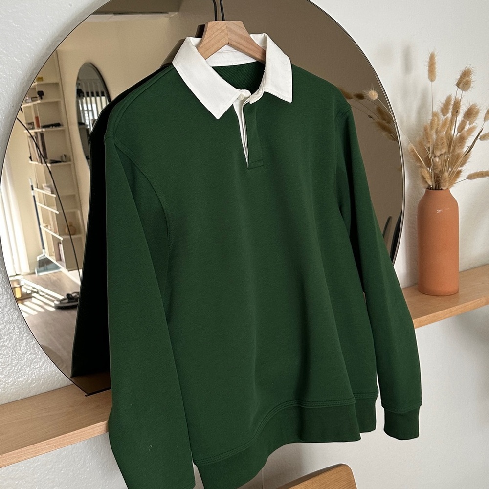 Zara Men's Contrast Collar Polo Sweatshirt